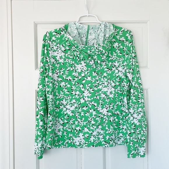 NWOT DRAPER JAMES x LANDS END beach hoodie size S green white lightweight preppy - Picture 2 of 7